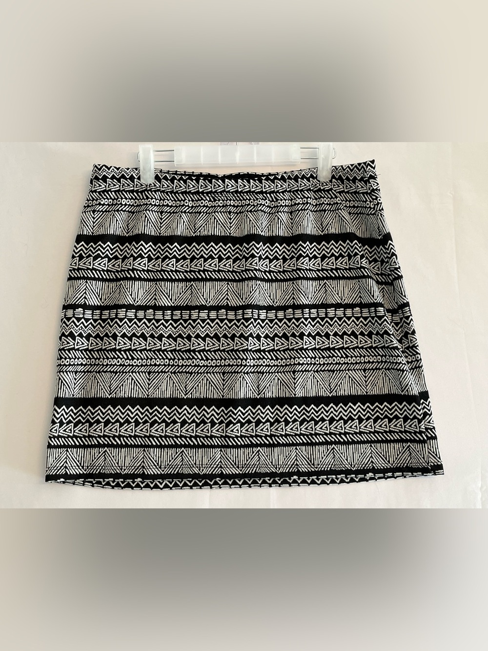 Reitmans Black White Geometric Aztec Knit Mini Skirt Petite XL